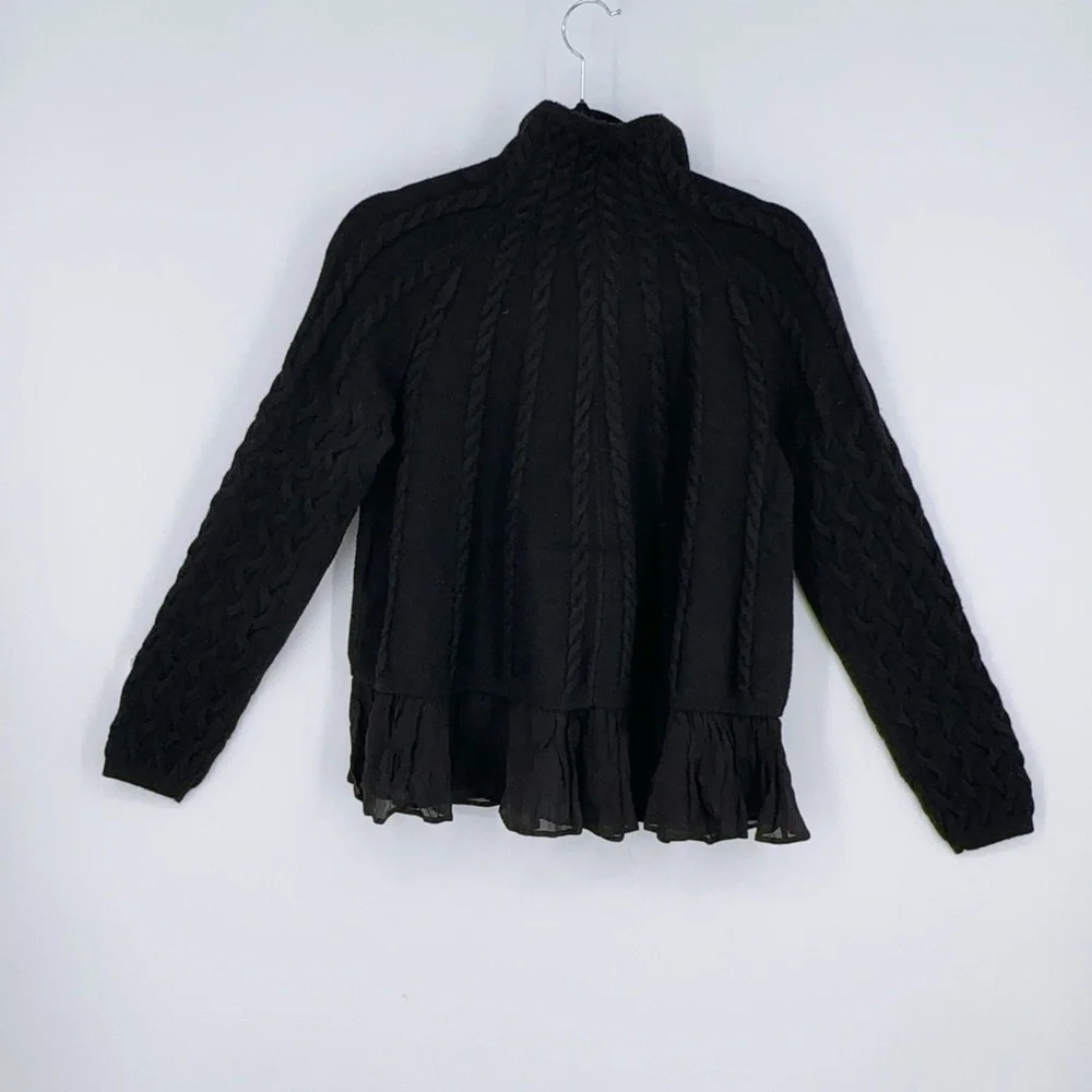 By Anthropologie Mock-Neck Sheer Mixed Media Sweater Size S - Picture 9 of 9